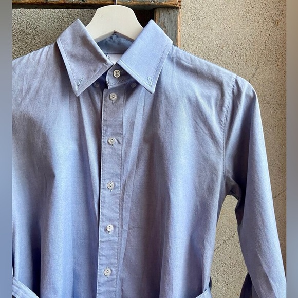 American Apparel blue chambray “shirt” style minidress with belt. Size M/L EUC - Picture 5 of 10